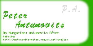 peter antunovits business card